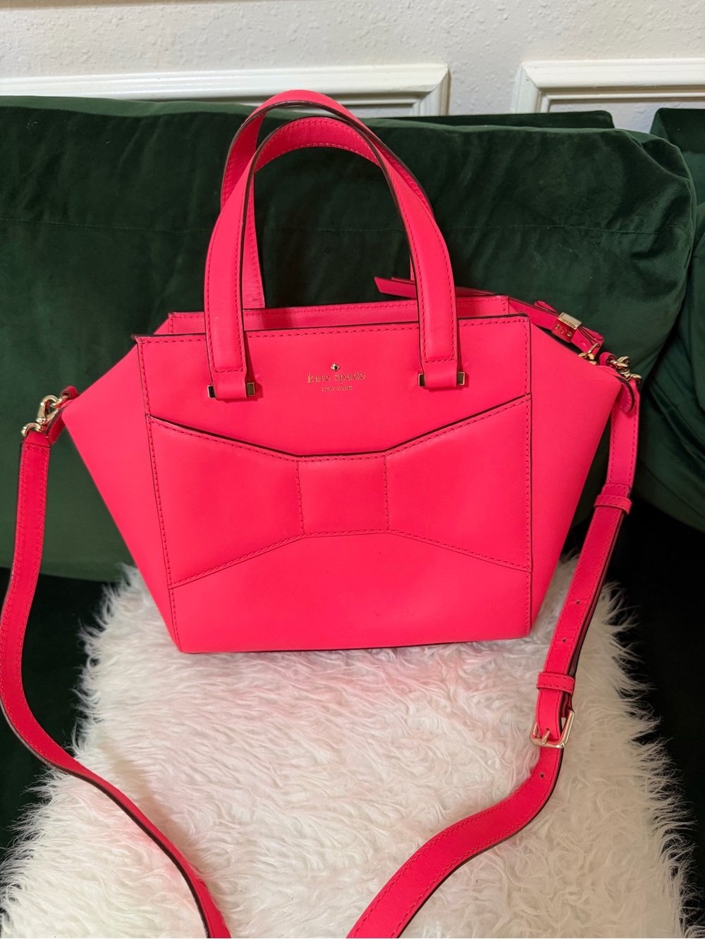 kate spade Hot Pink Bow-Accent Crossbody Satchel